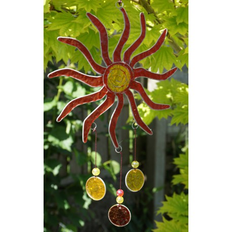 SUNCATCHER SONNE FIBERGLAS ROT 15 CM