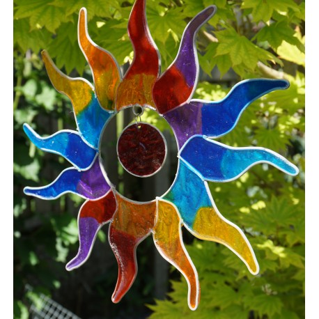 SUNCATCHER SONNE FIBERGLAS BUNT 25 CM