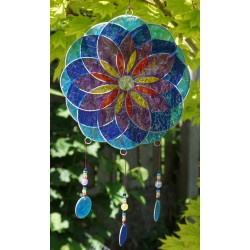 SUNCATCHER MANDALA FIBERGLAS BLAU 25CM