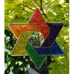 SUNCATCHER PENTAGRAMM FIBERGLAS BUNT 20 CM