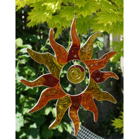 SUNCATCHER SONNE SPIRALE FIBERGLAS ROT 25CM