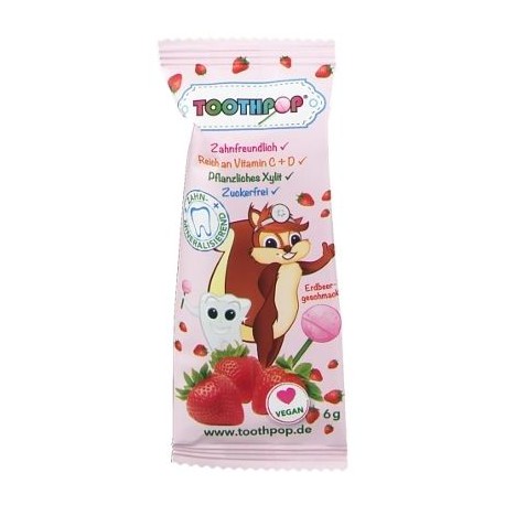 Birkenzucker Lolli Toothpop Erdbeer - Dauerlutscher mit Vitaminen C und D