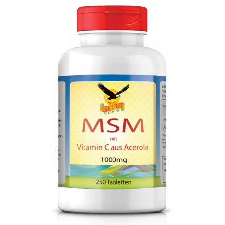MSM 1000 mg mit Vitamin C aus Acerola, 250 Tabletten . GET UP!